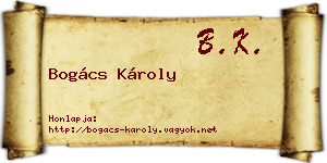 Bogács Károly névjegykártya